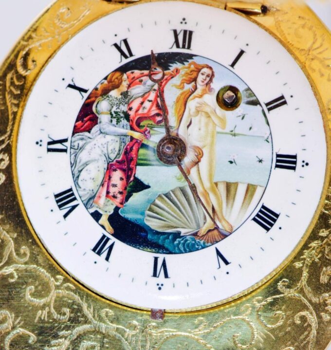 Antique French Pocket/Desk Watch Verge Fusee-Gilt Bronze Seashell Case c1760's