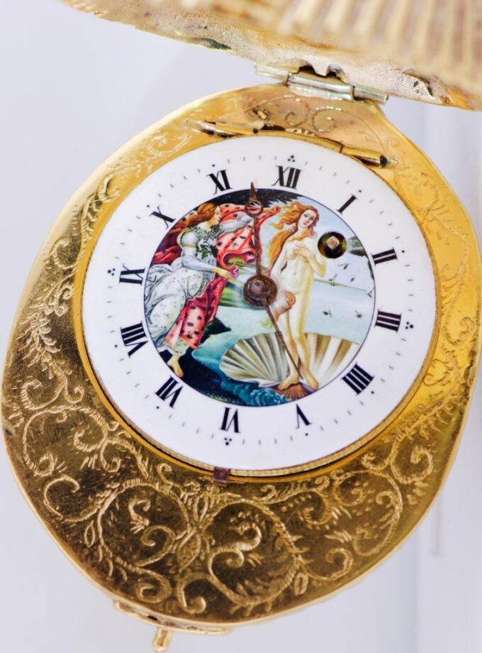 Antique French Pocket/Desk Watch Verge Fusee-Gilt Bronze Seashell Case c1760's
