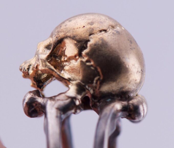 Vintage Estate Sterling Silver Memento Mori Skull Mens Ring-size 9