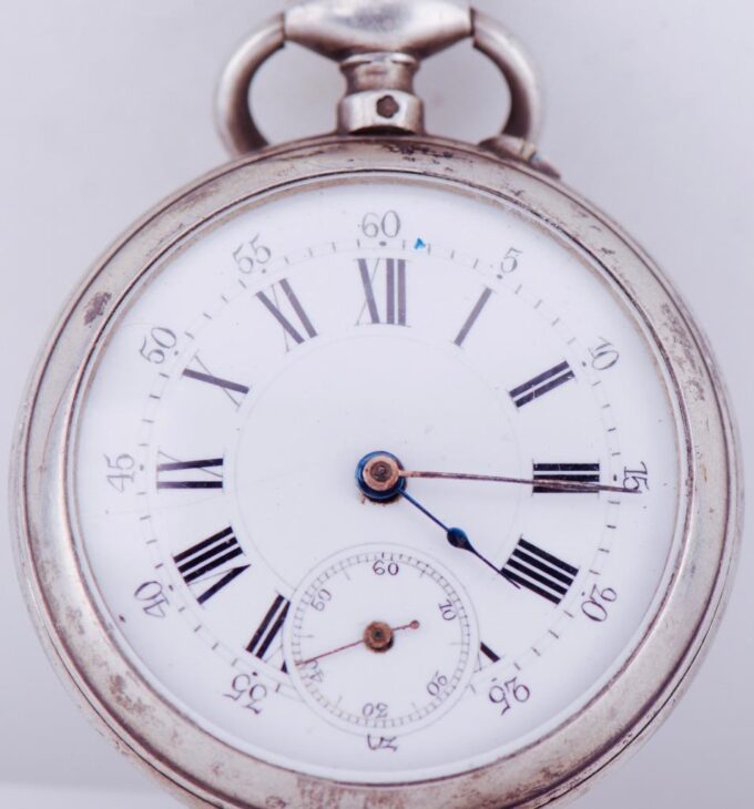 Antique Occultist Pocket Watch Memento Mori Skull Silver Enamel Case c1890