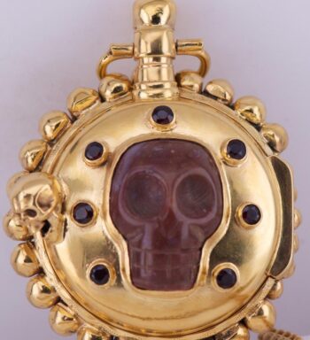 Antique French Occultists Pocket Watch Verge Fusee-Memento Mori-Skull Cameo