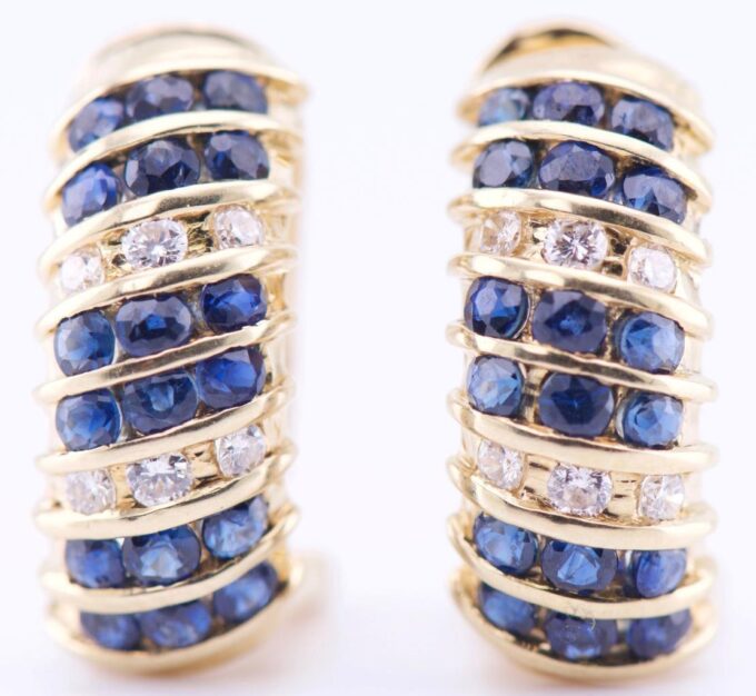 Amazing Vintage Estate Earrings Set-18k Solid Gold Sapphires and Diamonds