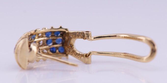 Amazing Vintage Estate Earrings Set-18k Solid Gold Sapphires and Diamonds