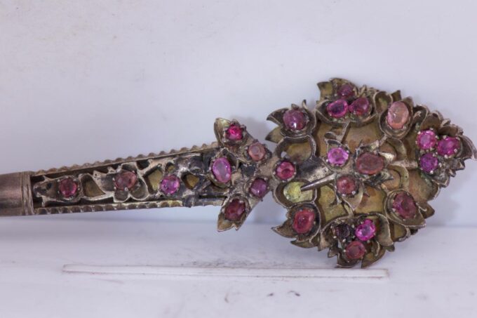 Antique Ottoman Brooch Turban Hat Pin 18th Century Gilt Silver 2ct Ruby c1790's