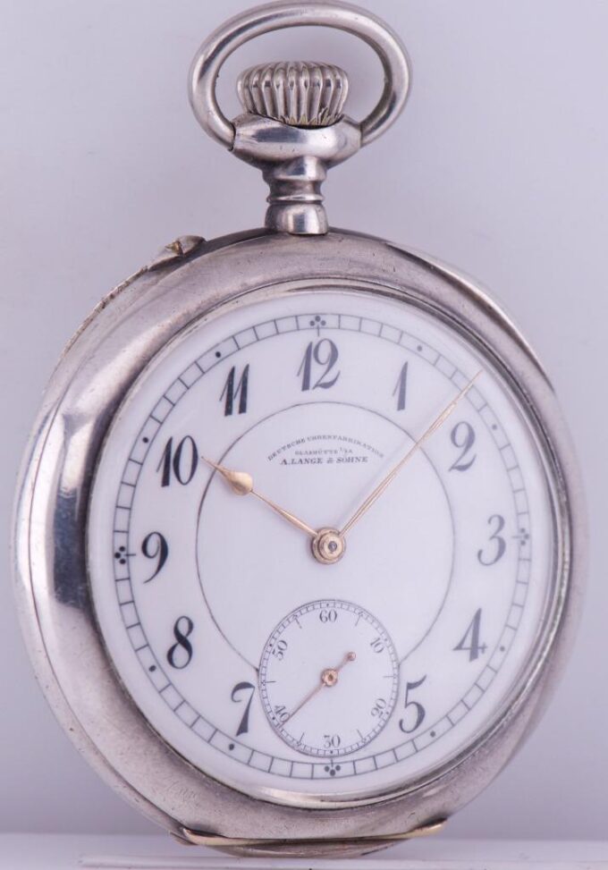 A.Lange Sohne Chronometer Award Pocket Watch Silver Enamel WWI German Pilot's