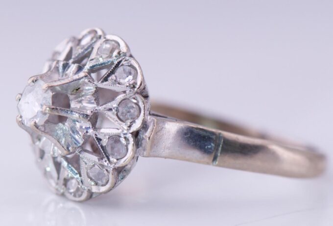 Antique Art-Deco Ladies Ring Carl Bucherer 18k White Gold Diamonds c1930's