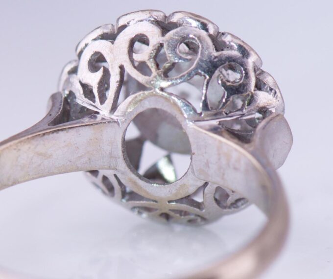 Antique Art-Deco Ladies Ring Carl Bucherer 18k White Gold Diamonds c1930's