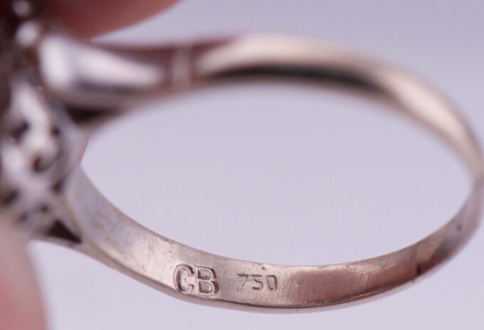 Antique Art-Deco Ladies Ring Carl Bucherer 18k White Gold Diamonds c1930's