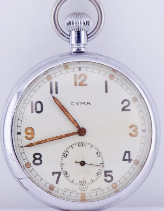 Rare Antique WWII UK Officer's Military Cyma G.S.T.P. Pocket Watch c1940's