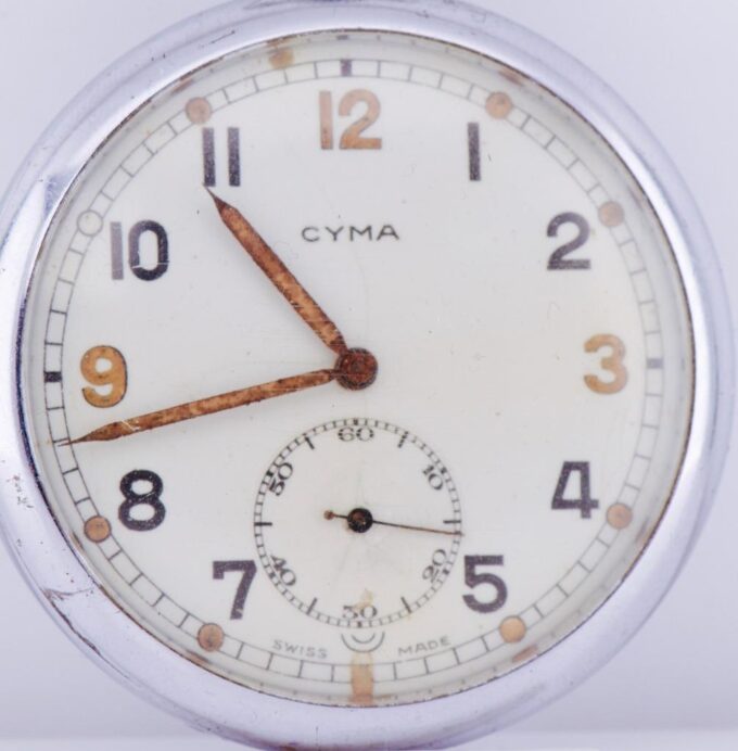 Rare Antique WWII UK Officer's Military Cyma G.S.T.P. Pocket Watch c1940's