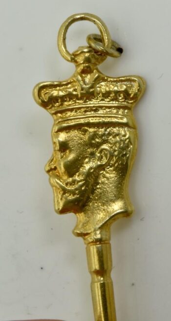 Antique Imperial Russ 14k Solid GOLD Pocket Watch Key Fob Tsar Nicholas II Head