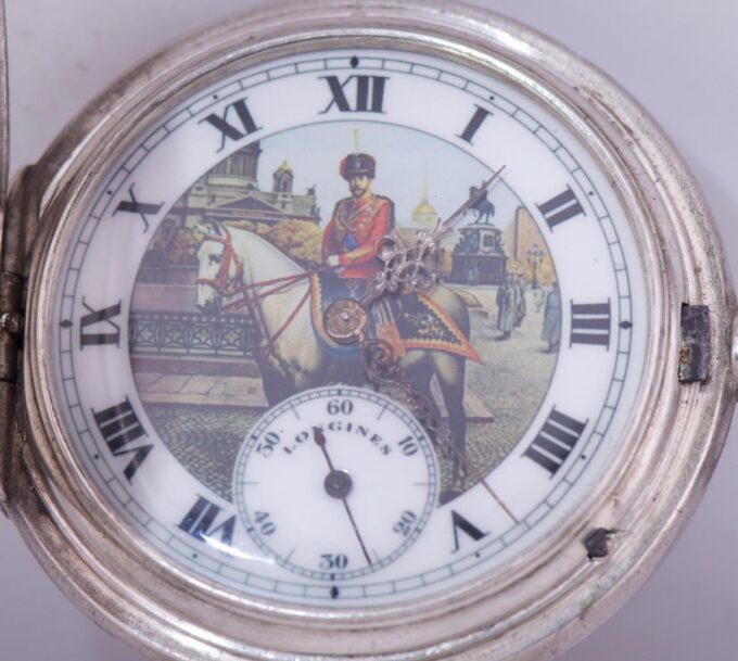 Antique Imperial Silver Longines Grand-Prix Pocket Watch-Tsar Nicholas II