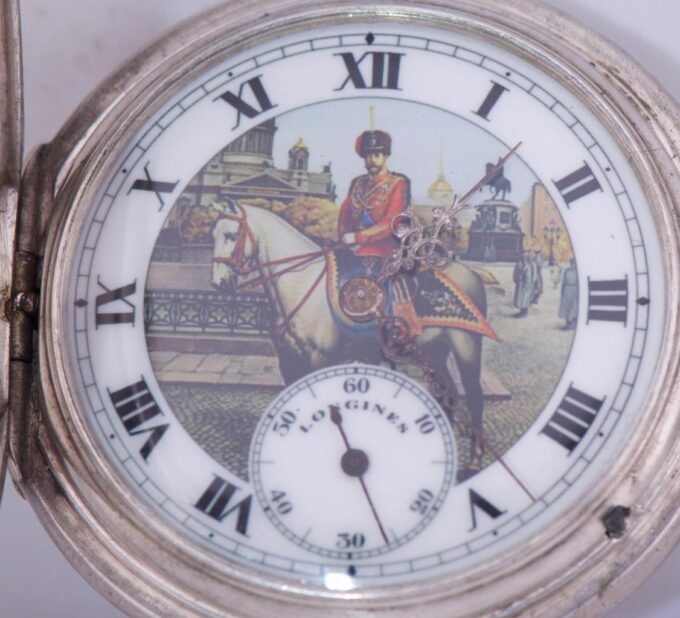 Antique Imperial Silver Longines Grand-Prix Pocket Watch-Tsar Nicholas II