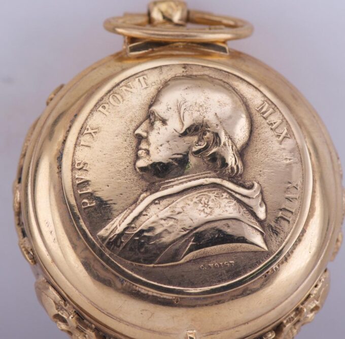Antique Gilt Verge Fusee Skull Pocket Watch for Vatican City-Pope Pius IX c1840