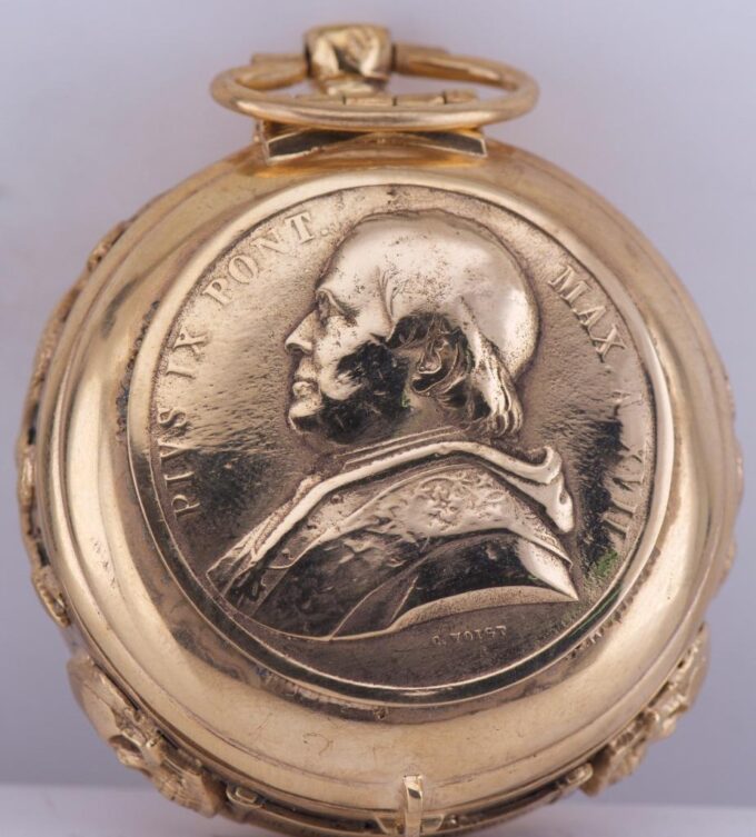 Antique Gilt Verge Fusee Skull Pocket Watch for Vatican City-Pope Pius IX c1840