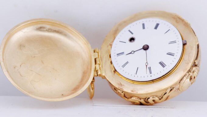 Antique Gilt Verge Fusee Skull Pocket Watch for Vatican City-Pope Pius IX c1840