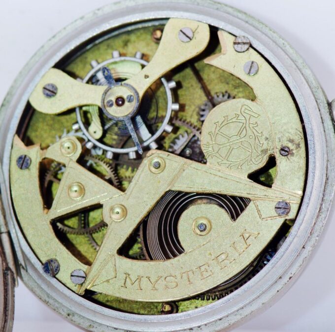 Antique "Mysteria" Pocket Watch Masonic Fancy Enamel Dial SKELETON MOVEMENT 1900