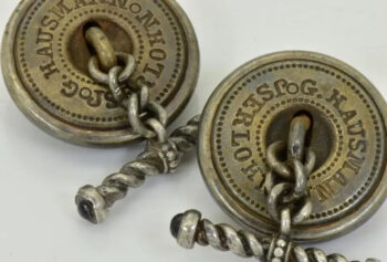 Rare WWII Bulgarian Royal Military Officer's Award Silvered Sapphires Cufflinks