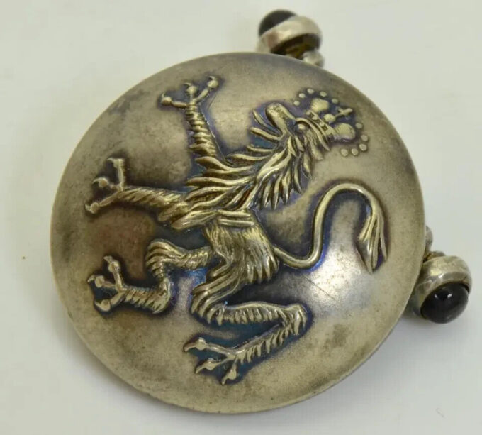 Rare WWII Bulgarian Royal Military Officer's Award Silvered Sapphires Cufflinks