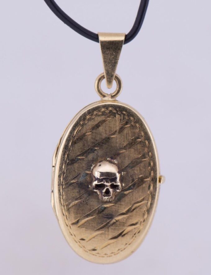 Antique Memento Mori 14k Solid Gold Skull Locket Pendant Fob