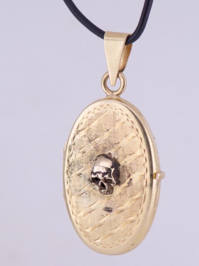 Antique Memento Mori 14k Solid Gold Skull Locket Pendant Fob