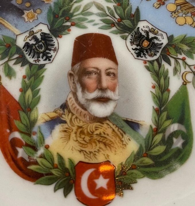 Rare Antique WWI Era German Military Award Porcelain Plate-Central Powers Kings