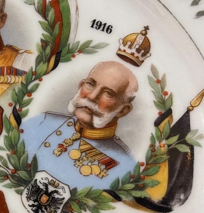 Rare Antique WWI Era German Military Award Porcelain Plate-Central Powers Kings