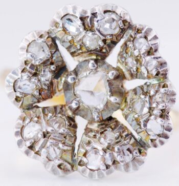 Antique Victorian 18k Gold Diamond Ladies Flower Ring c1880's