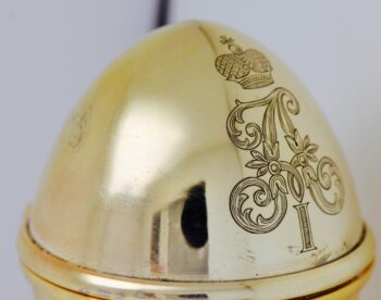 Antique Imperial Russ Tsar's Easter Egg Clock Military Gilt Silver Verge Fusee