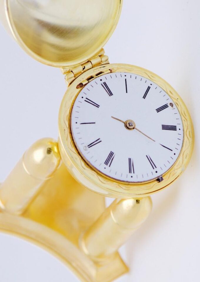 Antique Imperial Russ Tsar's Easter Egg Clock Military Gilt Silver Verge Fusee