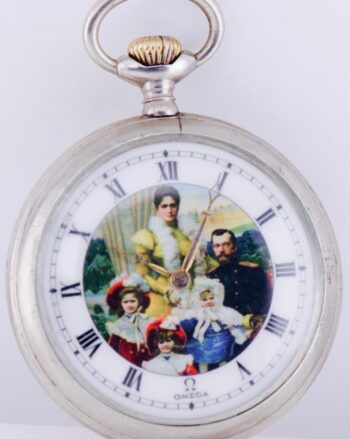 Antique Omega Pocket Watch WWI Imperial Russ c1916-Romanov's Royal Family Dial