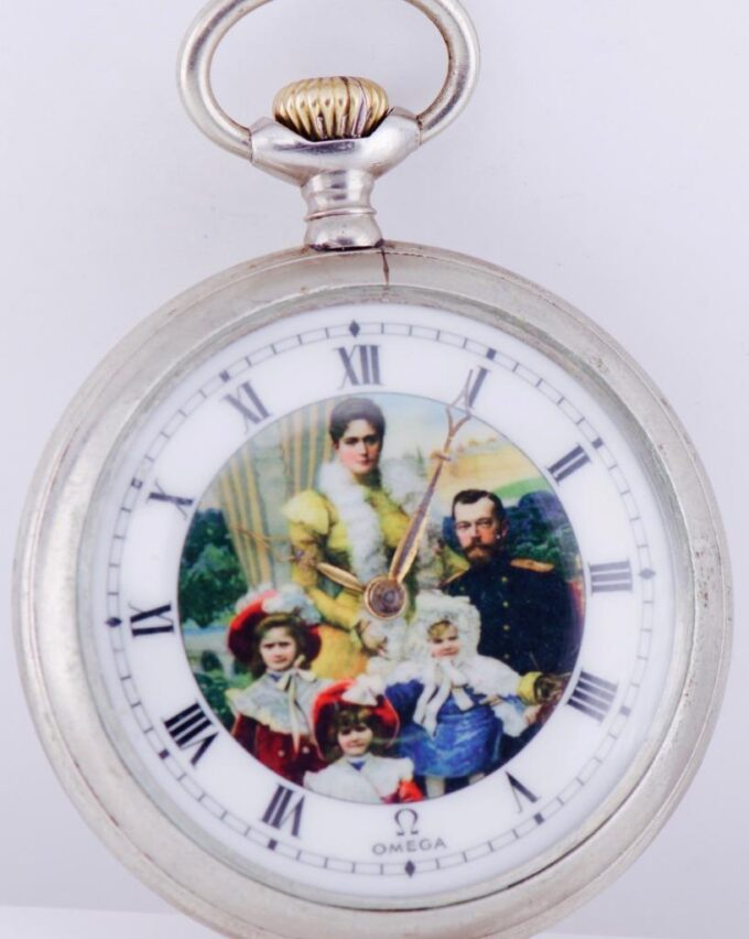 Antique Omega Pocket Watch WWI Imperial Russ c1916-Romanov's Royal Family Dial