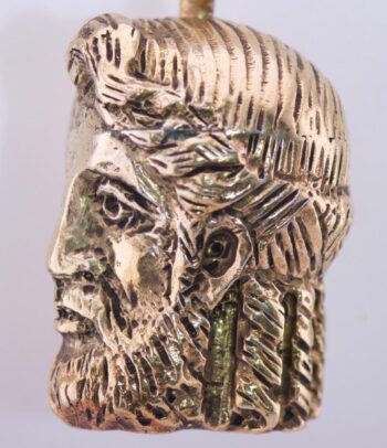 Antique Victorian 18k Gilt Silver Two Face Skull Men Pendant Fob Memento Mori