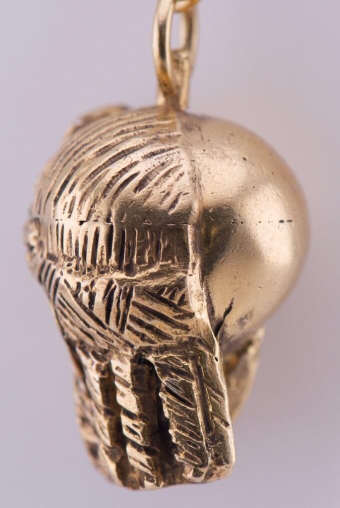 Antique Victorian 18k Gilt Silver Two Face Skull Men Pendant Fob Memento Mori