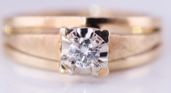Vintage Estate Ladies Engagement Ring 14k Gold 0.2ct Diamond G Colour VVS1