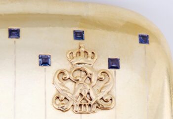 Antique WWI German Gilt Silver Sapphire Cigarette Case-Kaiser Wilhelm II Award