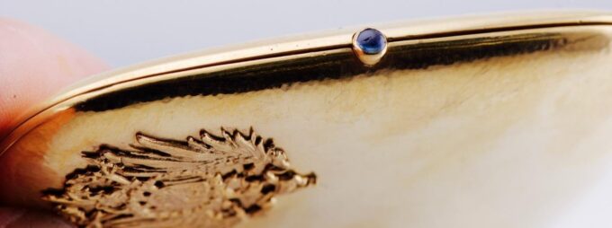 Antique WWI German Gilt Silver Sapphire Cigarette Case-Kaiser Wilhelm II Award