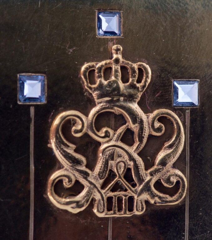 Antique WWI German Gilt Silver Sapphire Cigarette Case-Kaiser Wilhelm II Award