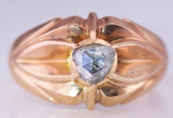 Antique Belle Epoque Ring Empire Era 14k Gold 0.5ct Old Rose Cut Diamond c1900's