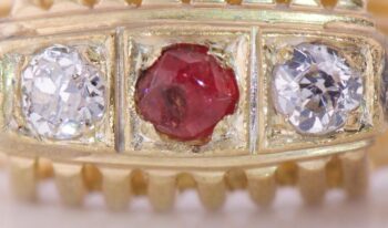 Antique 18k Gold Diamond Ruby Ladies Ring Memento Mori Skulls