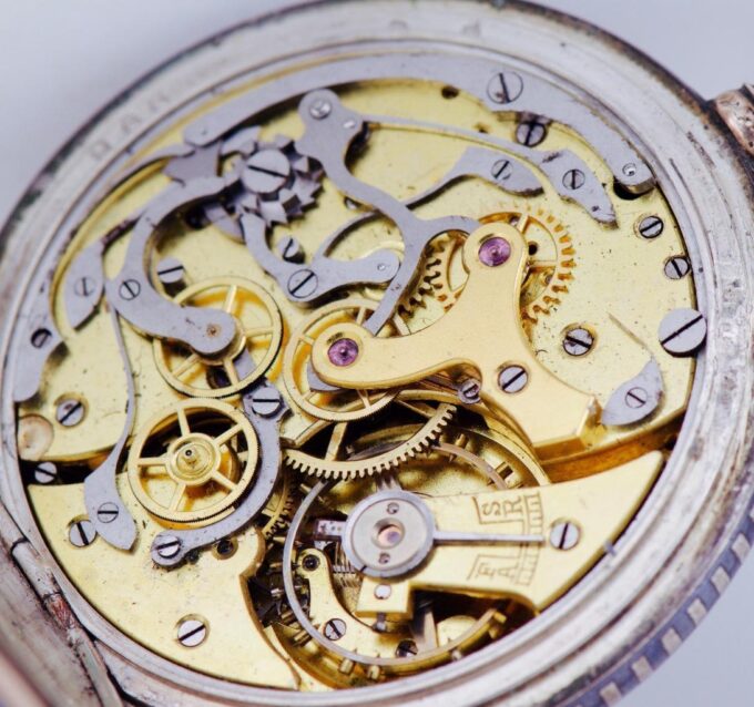 Antique Silver Niello CHRONOGRAPH Pocket Watch 1936 Berlin Olympic Game Football