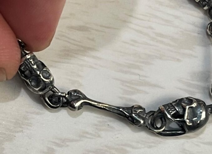 Antique Victorian Sterling Silver MEMENTO MORI SKULLS Pocket Watch Chain Fob