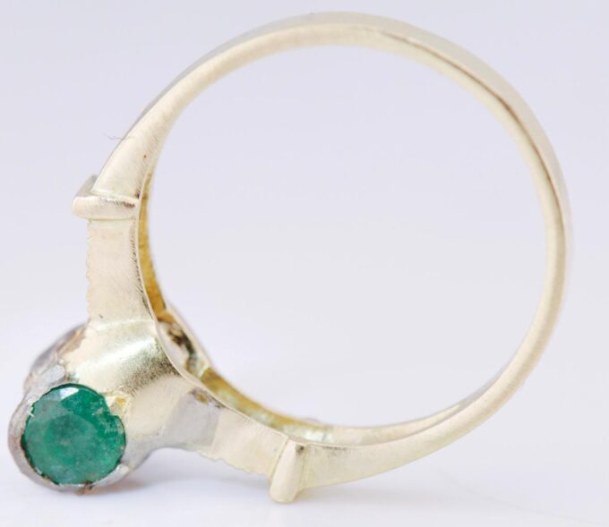 Antique Victorian 18k Gold Diamond Emerald Ladies Ring Memento Mori Skull c1890