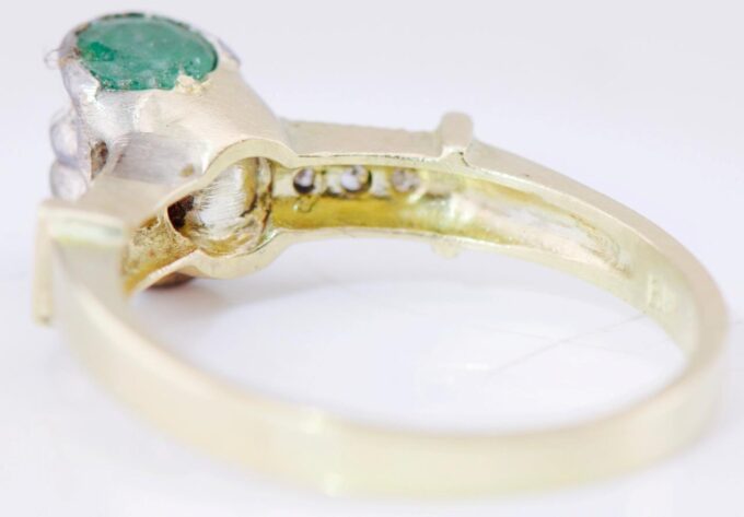 Antique Victorian 18k Gold Diamond Emerald Ladies Ring Memento Mori Skull c1890