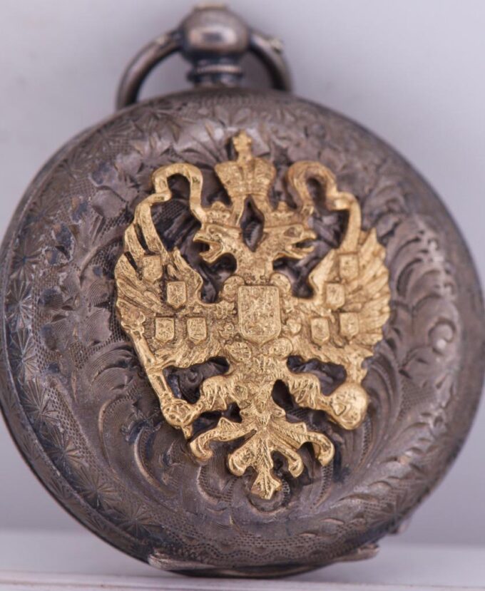 Antique Empire Era Ladies Silver Engraved Pocket Watch Fancy Enamel Dial c1880's