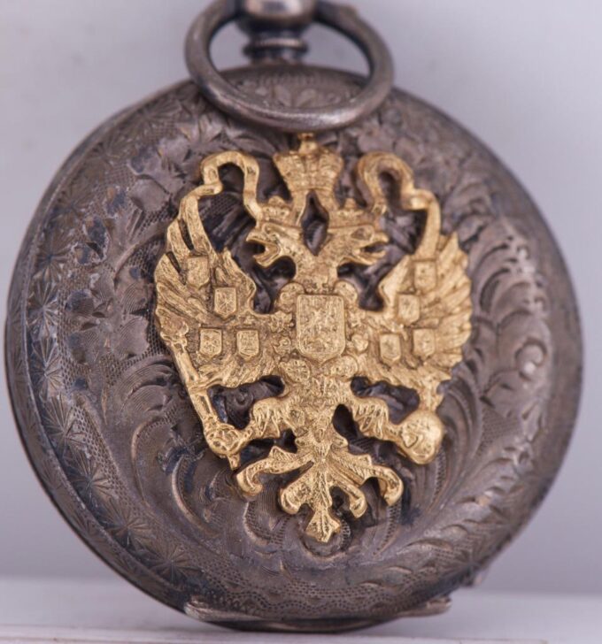Antique Empire Era Ladies Silver Engraved Pocket Watch Fancy Enamel Dial c1880's