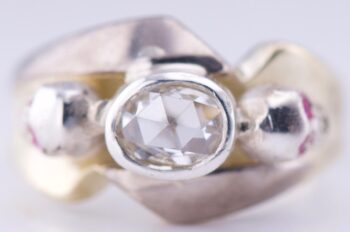 Antique Victorian 14k Gold 1ct Diamond Ring Memento Mori Skull c1900s-10 grams