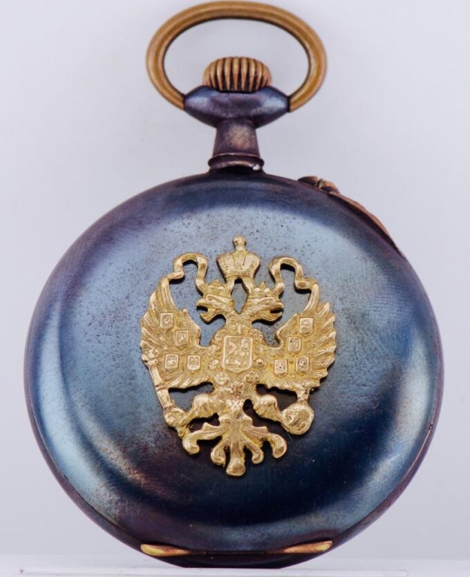 WWI Imperial Russ Pocket Watch Tsar's Era Army Officers Gunmetal Case c1914