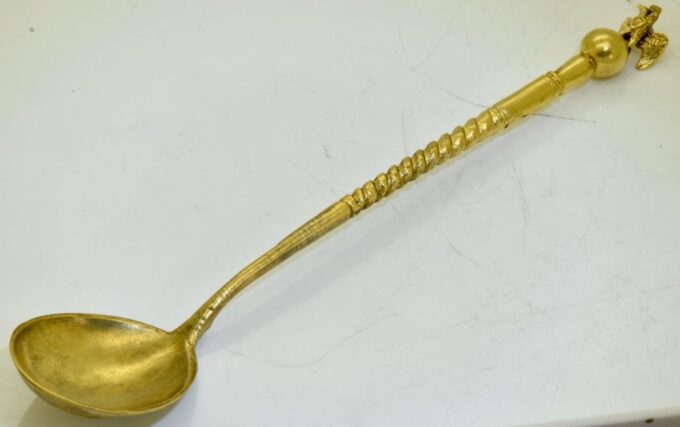 Antique Imperial Russ Tsar's Era Gild Silver Hand Engraved Spoon 1879