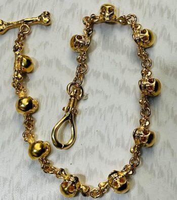 Antique Victorian 18k Gold Plated MEMENTO MORI SKULLS Pocket Watch Chain